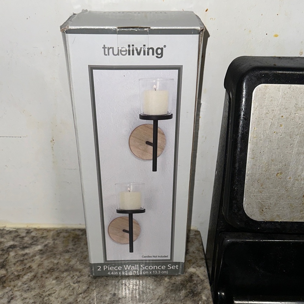 True Living Wall Sconce Set with Black and Brown Accents